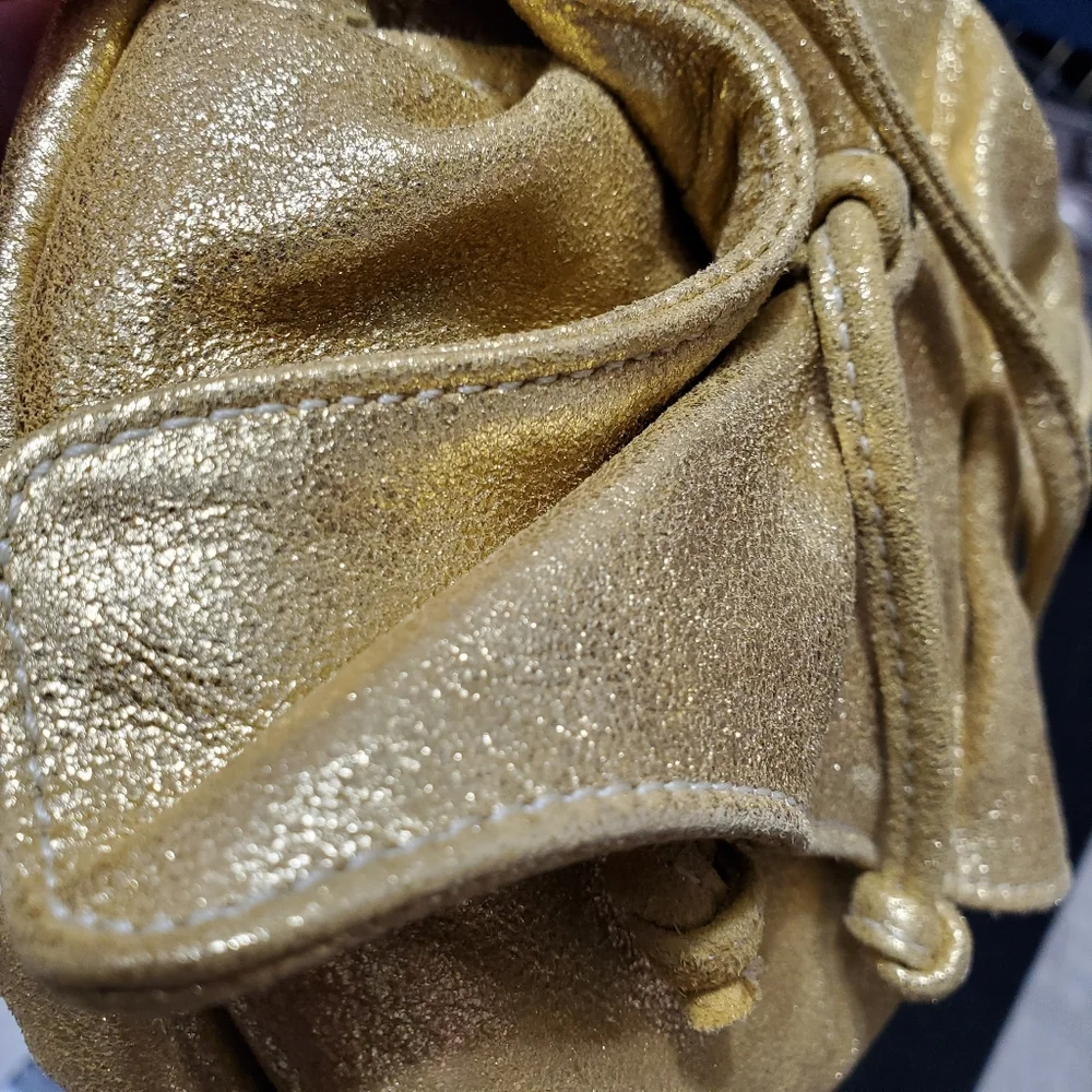 Carlos Falchi Gold Drawstring Women's Bag - Picture 8 of 8